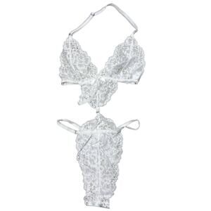 White Floral Lace Women's Medium Teddy Bodysuit Sexy Fashion Intimate Lingerie